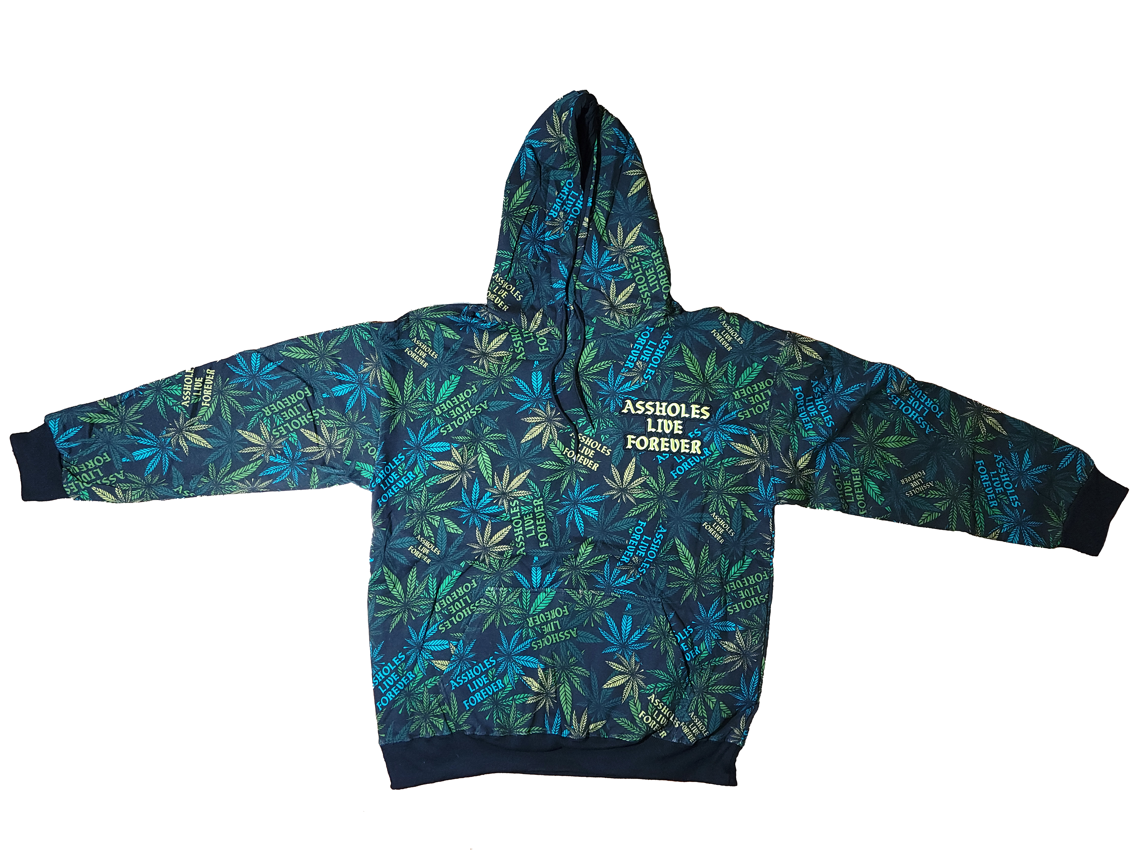 ALF WEEDS Embroidered Green and Black Flower Hoodie