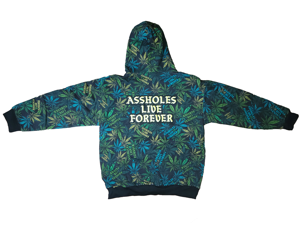 ALF WEEDS Embroidered Green and Black Flower Hoodie